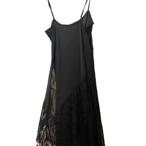 Thirty Thirty black lacey patterned whimsygoth fairygrunge maxi slip dress MD